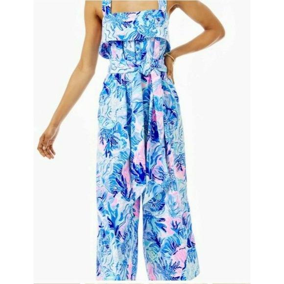 Lilly Pulitzer Pants - NWOT Lilly Pulitzer Tasely Jumpsuit  Saltwater Blue Shade Seekers Size 6 women's